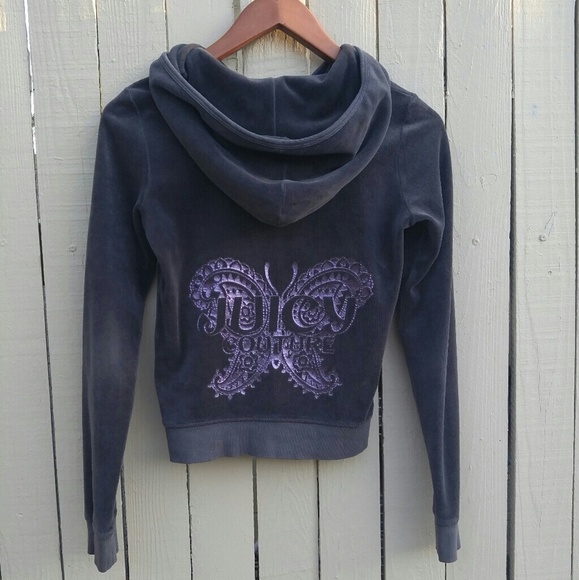 Juicy Coture Hoodie with Purple Metallic Butterfly - Picture 4 of 4